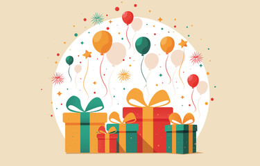 Holiday gift balloon vector illustration