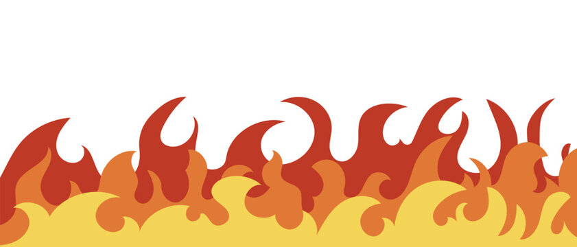 Fire flame in flat cartoon style. Fire background. Fire.