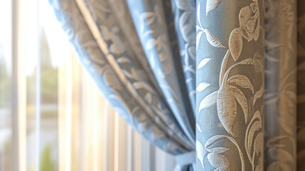 Detail shot of custom designer window curtains
