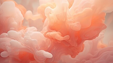 Abstract spots and various shapes resembling clouds in Peach Fuzz