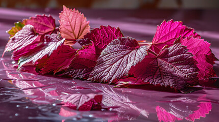 pink rose petals on the table