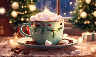 Obraz na płótnie Canvas cup of coffee with christmas cookies