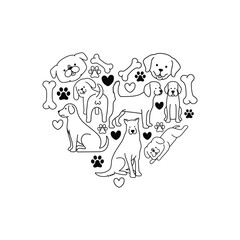 Dog Doodle Heart SVG | Hand Drawn Dog SVG | Dog Mom SVG | Dog cut file