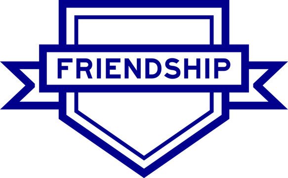 Vintage blue color pentagon label banner with word friendship on white background