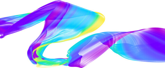 Fabric Flowing Cloth Wave, Waving Multicolor Silk Flying Textile, 3d render