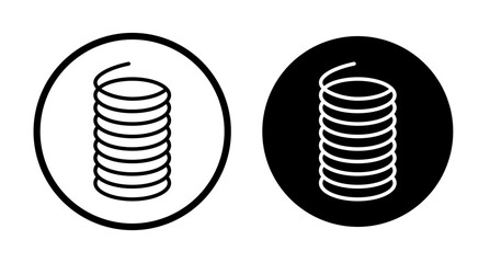 Flexible spring icon set. Metal spiral bounce coil vector symbol in a black filled and outlined style. Elastic tention spring sign.