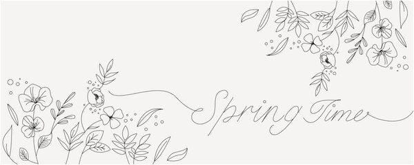 Spring floral decoration template. Spring time natural flowers decoration background. Vector illustration.