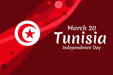 Fototapeta premium March 20, Independence Day. Independence Day of Tunisia vector illustration. Suitable for greeting card, poster and banner. 