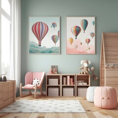 posters mockup childrens room