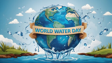 world water day banner with globe