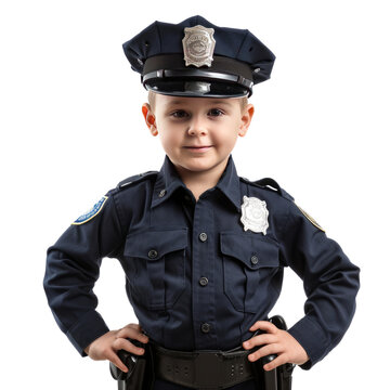 Police Officer ,kid isolated on transparent png.
