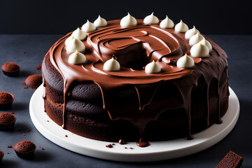 Velvet Indulgence: Luxurious Layers of Heavenly Chocolate. generative AI.