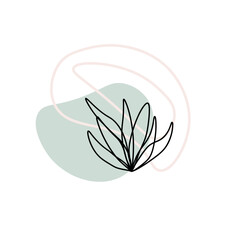 Floral element of a set in aesthetic design. Featuring a stunning flower branch in an outline style, this artwork evokes a sense of botanic bliss against a white background. Vector illustration.