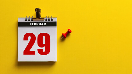 German calender with February 29th marked as leap year - obrazy, fototapety, plakaty