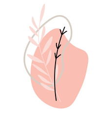 Floral element of a set in aesthetic design. Featuring a blooming flower branch in an outline style, it's perfect for infusing your designs with a touch of nature's charm. Vector illustration.