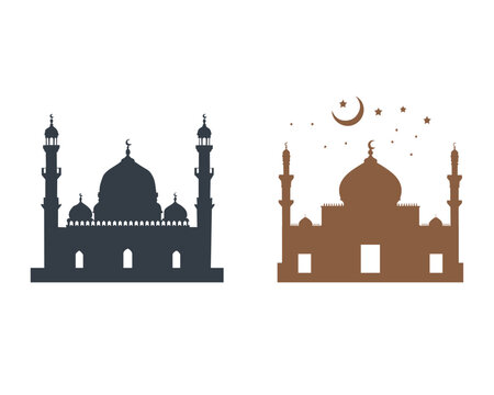 Free flat mosque masjid silhouette vector