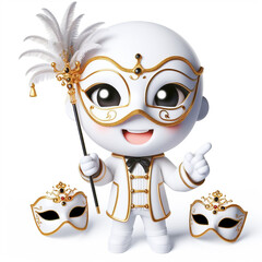 3D funny cartoon of carnival costume mask. Tradition and fun. AI generated