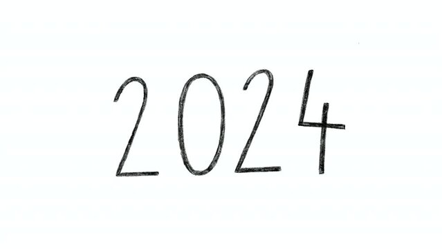 2024 happy new year cartoon animation. Celebration of the New Year. Black numbers.