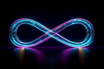 Glowing infinity symbol on a dark background - obrazy, fototapety, plakaty