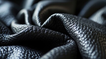 Fototapeta premium Black leather close-up. Leather background