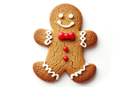Close Up of Ginger Cookie With Bow Tie, Festive and Playful Holiday Treat
