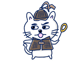 事件の推理をする猫の探偵
