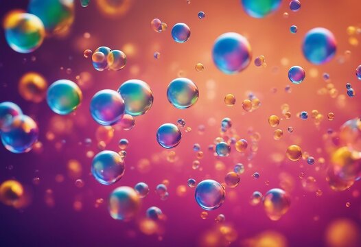 Abstract pc desktop wallpaper background with flying bubbles on a colorful background aspect ratio