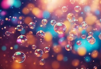 Abstract pc desktop wallpaper background with flying bubbles on a colorful background aspect ratio