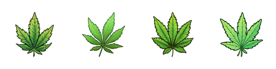 Cartoon Green Marijuana Weed Leaf. Vector illustration - obrazy, fototapety, plakaty