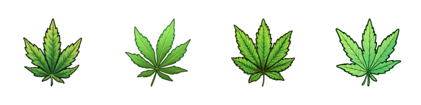 Cartoon Green Marijuana Weed Leaf. Vector illustration