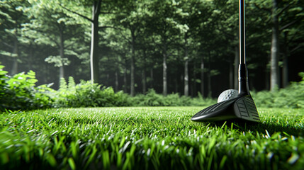 Fototapeta premium golf ball on the green grass