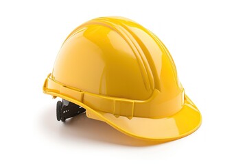 Fototapeta premium Yellow Hard Hat on White Background, Construction Safety Gear