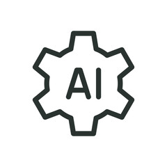 AI technology isolated icon, AI gear automation vector icon with editable stroke