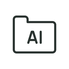 AI folder isolated icon, AI database  vector icon with editable stroke