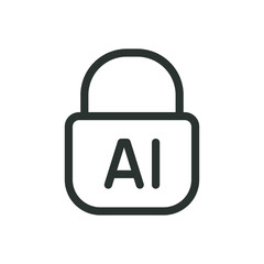 AI encryption isolated icon, smart AI lock vector icon with editable stroke