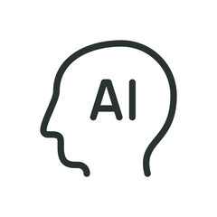 AI human head tech isolated icon, AI humanoid vector icon with editable stroke