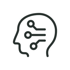 AI head chip isolated icon, artificial intelligence vector icon with editable stroke