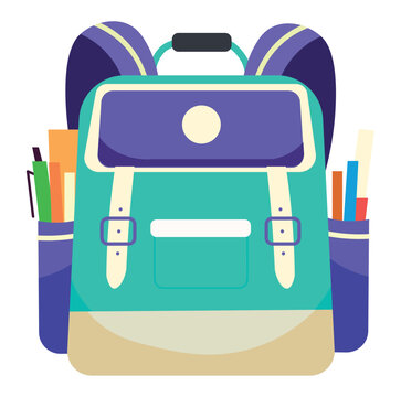 Backpack of colorful set. This playful illustration uses a color splash technique to infuse energy and enthusiasm into the classic school backpack. Vector illustration.