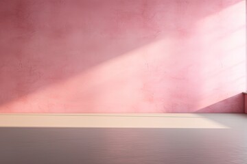 Light pink wall in an empty room with a wooden floor
