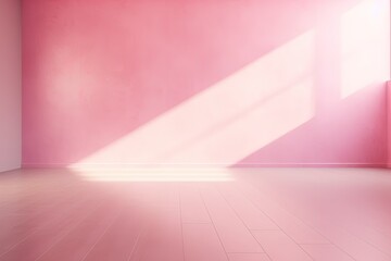 Empty minimal room with window shadow on a pink wall

