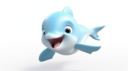 animated 3d dolphin isolate in white background