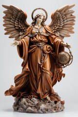 Classic sculpture of Archangel Gabriel isolated on white background