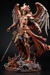 Fototapeta na wymiar Classic sculpture of Archangel Michael isolated on dark background