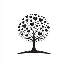 Endearing Valentine Canopy: Mesmerizing Silhouette for Romantic Stock Photos - Love Tree Black Vector Stock

