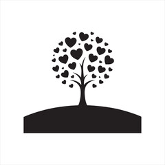 Celestial Arboreal Harmony: Romantic Silhouette of Valentine Trees for Stock Collections - Love Tree Black Vector Stock
