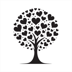 Sweet Valentine Arboreal Harmony: Love-themed Silhouette Perfect for Stock - Love Tree Black Vector Stock
