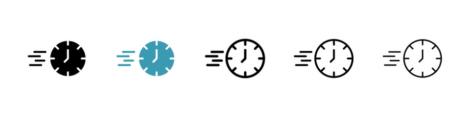 Quick Response Clock Vector Icon Set. Instant time delivery vector symbol for UI design.