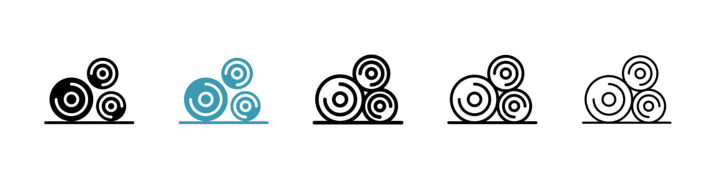 Straw Bale Vector Icon Set. Haystack vector symbol for UI design.
