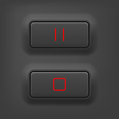 Set of black buttons. Collection of user interface elements. Vector illustration.