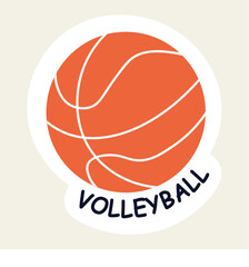 Back to school element of colorful set. This eye-catching cartoon sticker volleyball ball is perfect for conveying energy and enthusiasm in design work. Vector illustration.